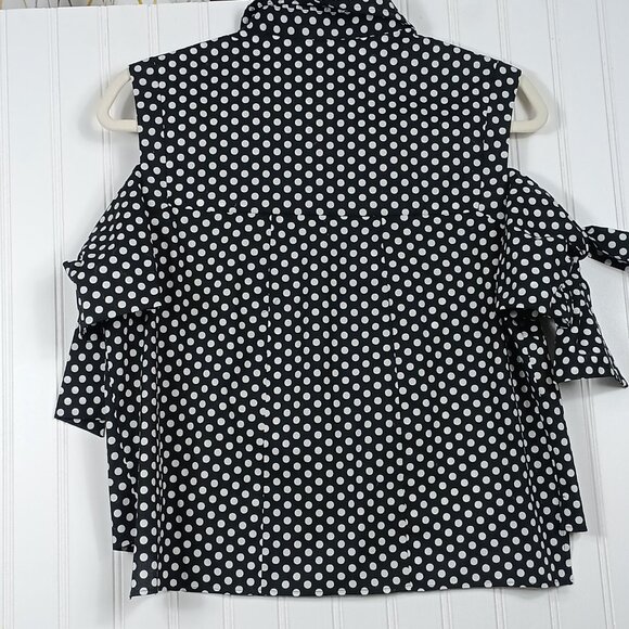 2 For $30 MILLY BLOUSE  S POLKA DOT COLD SHOULDER COTTON PARISIAN BLOUSE 8 - Picture 3 of 11